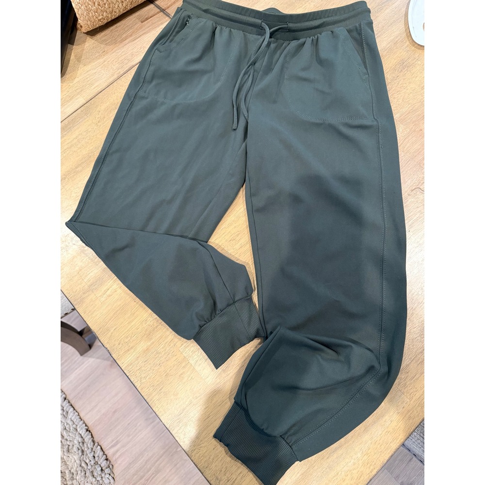 Rachel Zoe Forest Green Jogger Pants Elastic Waist Drawstring Pockets Size M